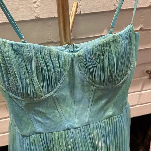 Anthropologie Hutch Amara Corset Pleated Tulle Fit & Flare Midi Dress